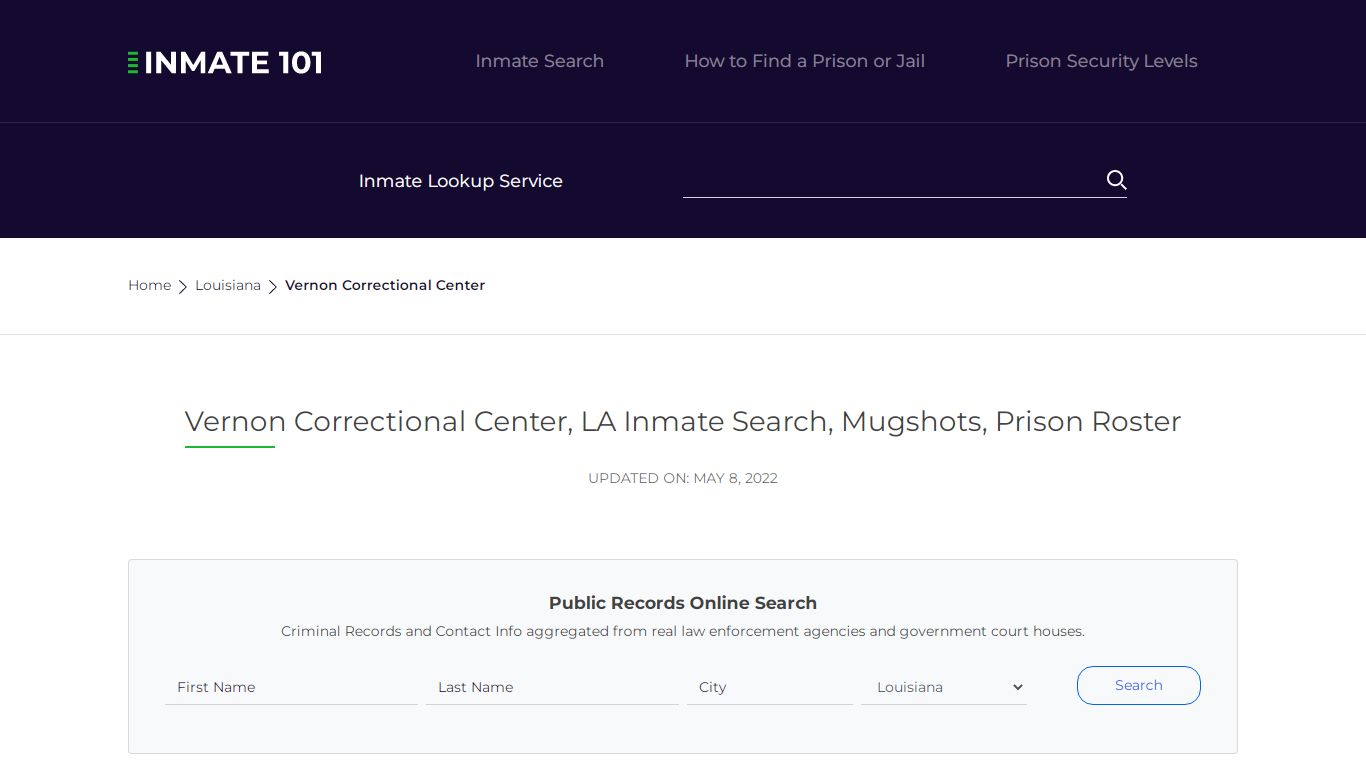 Vernon Correctional Center, LA Inmate Search, Mugshots ...